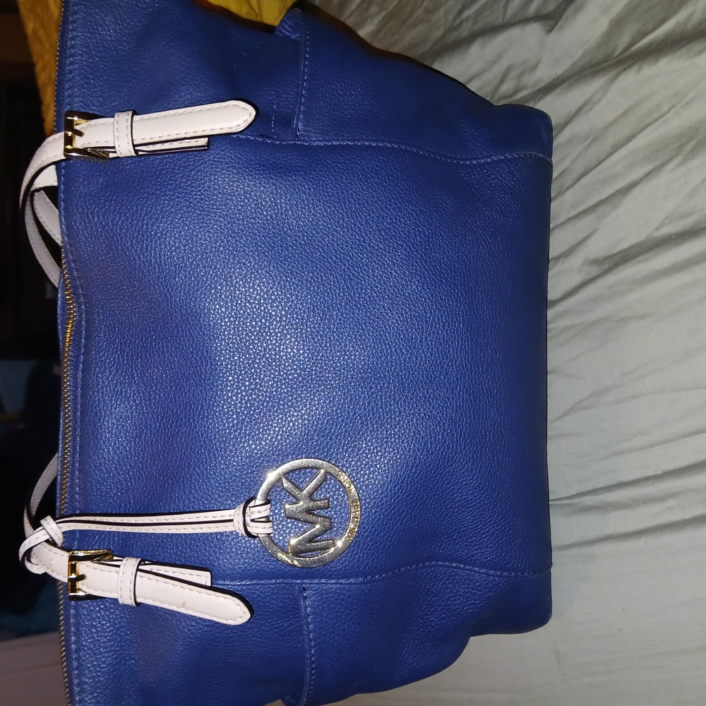 Michael Kors Blue Leather Tote Bag